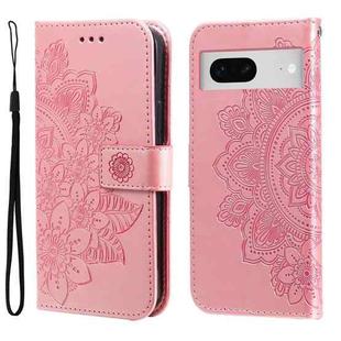 For Google Pixel  7 7-petal Flowers Embossing Leather Phone Case(Rose Gold)