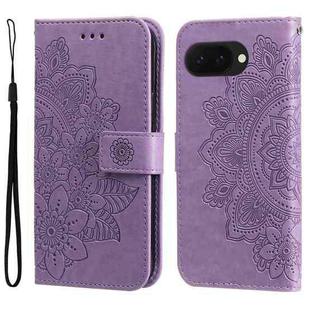 For Google Pixel 9a Seven-petal Flowers Embossing Leather Phone Case(Light Purple)