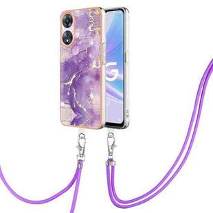 For OPPO A78 / A58 Electroplating Marble Dual-side IMD Phone Case with Lanyard(Purple 002)