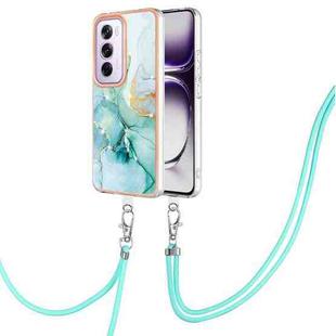 For OPPO Reno12 Pro Global Electroplating Marble Dual-side IMD Phone Case with Lanyard(Green 003)