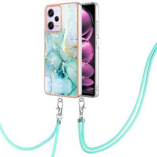 For Xiaomi Redmi Note 12 Pro 5G Global Electroplating Marble Dual-side IMD Phone Case with Lanyard(Green 003)