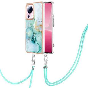 For Xiaomi 13 Lite 5G Electroplating Marble Dual-side IMD Phone Case with Lanyard(Green 003)