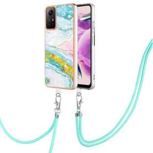 For Xiaomi Redmi Note 12S 4G Electroplating Marble Dual-side IMD Phone Case with Lanyard(Green 004)