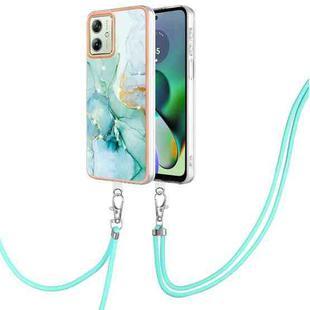 For Motorola Moto G54 Electroplating Marble Dual-side IMD Phone Case with Lanyard(Green 003)