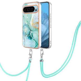 For Google Pixel 9 Electroplating Marble Dual-side IMD Phone Case with Lanyard(Green 003)