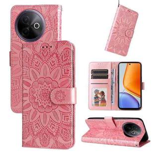 For vivo Y39 5G / Y300i Embossed Sunflower Leather Phone Case(Rose Gold)