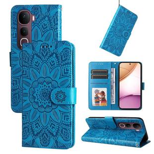 For vivo Y400 Pro 5G / V40e / iQOO Z9s Embossed Sunflower Leather Phone Case(Blue)