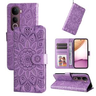For vivo Y400 Pro 5G / V40e / iQOO Z9s Embossed Sunflower Leather Phone Case(Purple)