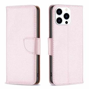 For iPhone 16 Pro Litchi Texture Pure Color Flip Leather Phone Case(Rose Gold)