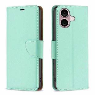 For iPhone 16 Litchi Texture Pure Color Flip Leather Phone Case(Green)