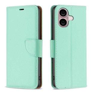 For iPhone 16 Plus Litchi Texture Pure Color Flip Leather Phone Case(Green)