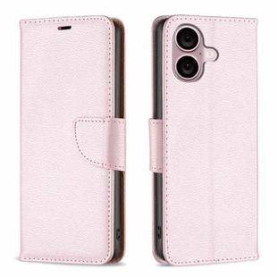 For iPhone 16 Plus Litchi Texture Pure Color Flip Leather Phone Case(Rose Gold)