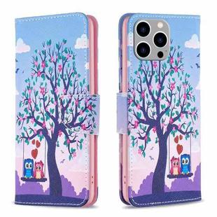 For iPhone 15 Pro Max Colored Drawing Pattern Flip Leather Phone Case(Owl)