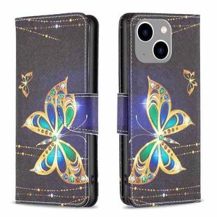For iPhone 15 Plus Colored Drawing Pattern Flip Leather Phone Case(Big Butterfly)