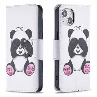For iPhone 15 Colored Drawing Pattern Flip Leather Phone Case(Panda)
