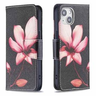 For iPhone 15 Colored Drawing Pattern Flip Leather Phone Case(Lotus)