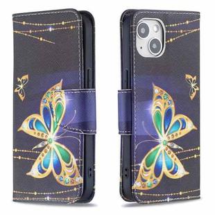 For iPhone 15 Colored Drawing Pattern Flip Leather Phone Case(Big Butterfly)