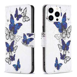 For iPhone 16 Pro Max Colored Drawing Pattern Flip Leather Phone Case(Butterflies)