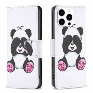 For iPhone 16 Pro Max Colored Drawing Pattern Flip Leather Phone Case(Panda)