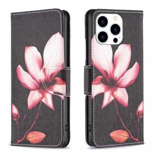 For iPhone 16 Pro Max Colored Drawing Pattern Flip Leather Phone Case(Lotus)