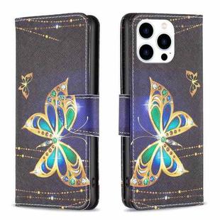 For iPhone 16 Pro Max Colored Drawing Pattern Flip Leather Phone Case(Big Butterfly)