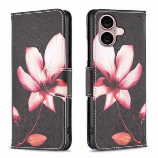 For iPhone 16 Colored Drawing Pattern Flip Leather Phone Case(Lotus)