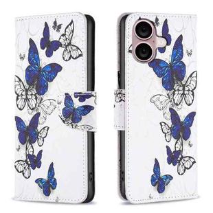 For iPhone 16 Plus Colored Drawing Pattern Flip Leather Phone Case(Butterflies)