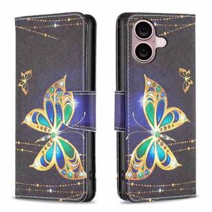 For iPhone 16 Plus Colored Drawing Pattern Flip Leather Phone Case(Big Butterfly)