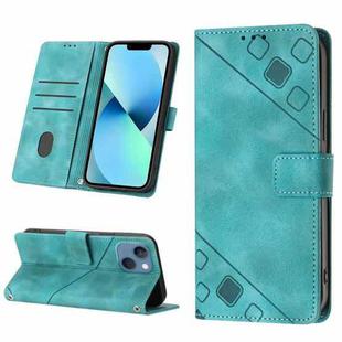 For iPhone 15 Plus Skin-feel Embossed Leather Phone Case(Green)