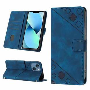 For iPhone 15 Plus Skin-feel Embossed Leather Phone Case(Blue)