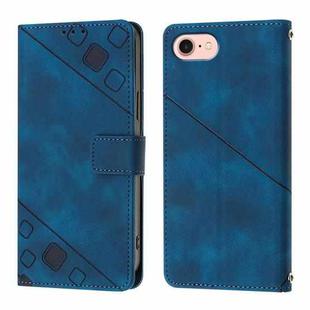 For iPhone SE 2024 Skin-feel Embossed Leather Phone Case(Blue)