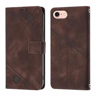 For iPhone SE 2024 Skin-feel Embossed Leather Phone Case(Brown)