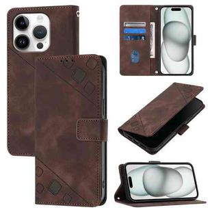 For iPhone 16 Pro Skin-feel Embossed Leather Phone Case(Brown)