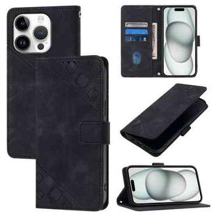 For iPhone 16 Pro Skin-feel Embossed Leather Phone Case(Black)