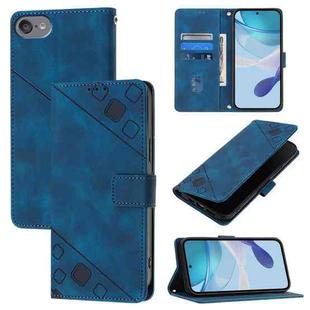 For iPod Touch 7 / 6 / 5 Skin-feel Embossed Leather Phone Case(Blue)