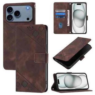 For iPhone 17 Pro Max Skin-feel Embossed Leather Phone Case(Brown)