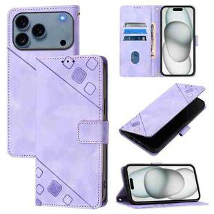 For iPhone 17 Pro Skin-feel Embossed Leather Phone Case(Light Purple)