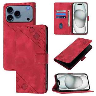 For iPhone 17 Pro Skin-feel Embossed Leather Phone Case(Red)