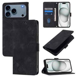 For iPhone 17 Pro Skin-feel Embossed Leather Phone Case(Black)