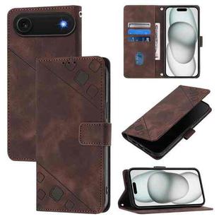 For iPhone Air Skin-feel Embossed Leather Phone Case(Brown)