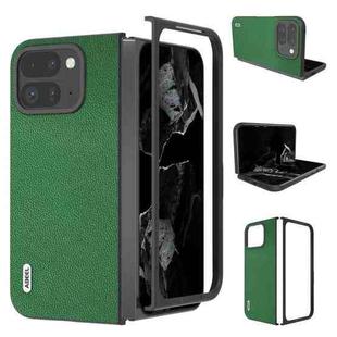 For Google Pixel 9 Pro Fold ABEEL Black Edge Genuine Leather Mino Phone Case(Green)