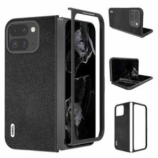 For Google Pixel 9 Pro Fold ABEEL Black Edge Genuine Leather Mino Phone Case(Black)