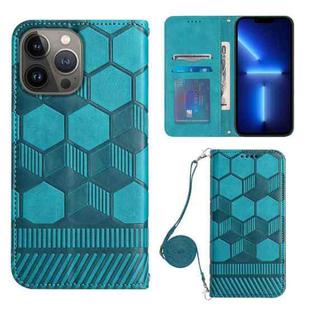 For iPhone 15 Pro Max Crossbody Football Texture Magnetic PU Phone Case(Light Blue)