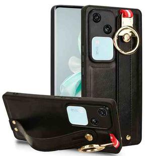 For vivo S18 5G / V23 5G Wristband Leather Back Phone Case(Black)