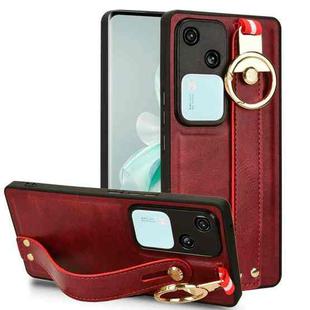 For vivo S18 5G / V23 5G Wristband Leather Back Phone Case(Red)