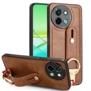 For vivo Y38 5G / Y200i 5G Wristband Leather Back Phone Case(Brown)