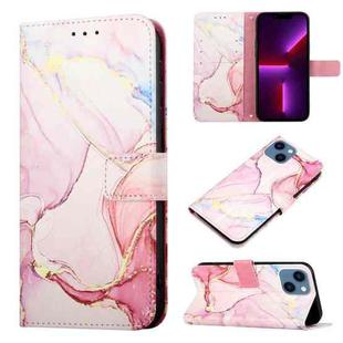 For iPhone 15 Plus PT003 Marble Pattern Flip Leather Phone Case(Rose Gold LS005)