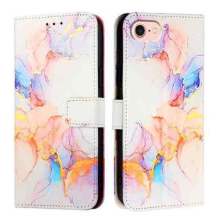 For iPhone SE 2024 PT003 Marble Pattern Flip Leather Phone Case(Galaxy Marble White LS004)