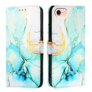For iPhone SE 2024 PT003 Marble Pattern Flip Leather Phone Case(Green LS003)