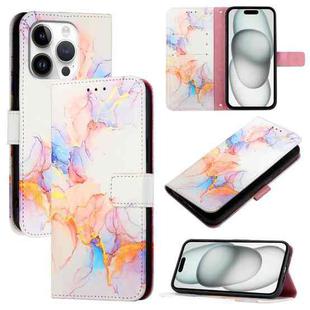 For iPhone 16 Pro PT003 Marble Pattern Flip Leather Phone Case(Galaxy Marble White LS004)